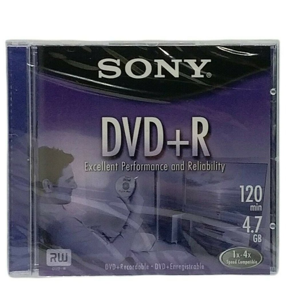 Sony‎ DVD+R 4.7GB 120min 1x-4x Speed Recordable Disc DPR47L2 New Sealed 6 Pack